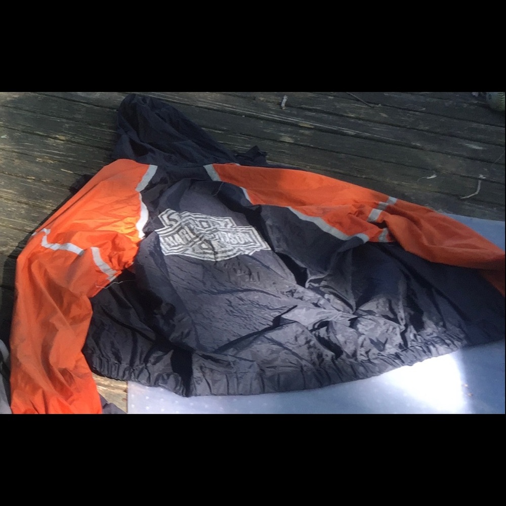 Men’s black and orange Harley Davison Jacket